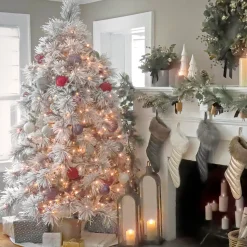 7.5 ft. Pre-Lit Flocked Bavarian Pine Tree