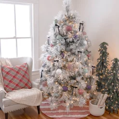 7.5 ft. Pre-Lit Flocked Bavarian Pine Tree