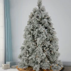 6.5 ft. Pre-Lit Flocked Bavarian Pine Tree