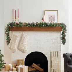 9 ft. Pre-Lit Frosted Berry Garland with Clear Lights