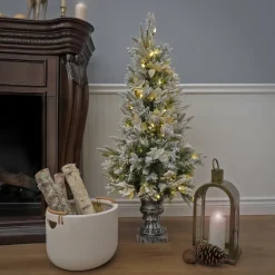 4 ft. Pre-Lit Frosted Colonial Fir Tree with Warm White LED Lights