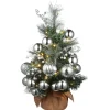 2 ft. Pre-Lit Frosted Silver Pine Tree with LED Lights
