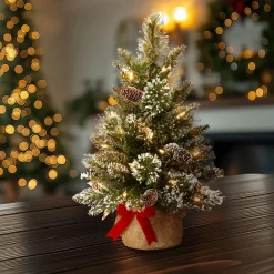 2 ft. Pre-Lit Glittery Bristle Tree with LED Lights