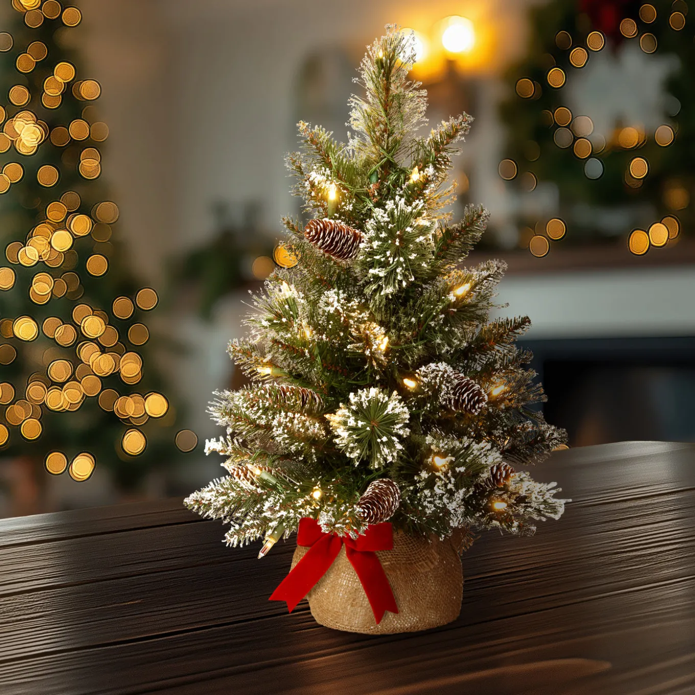 2 ft. Pre-Lit Glittery Bristle Tree with LED Lights