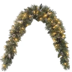 6 ft. Pre-Lit Glittery Bristle Pine Mantel Swag with Clear Lights