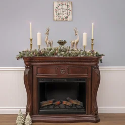 6 ft. Pre-Lit Glittery Bristle Pine Mantel Swag with Clear Lights