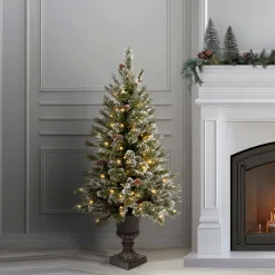 4 ft. Pre-Lit Glittery Bristle Tree with Clear Lights