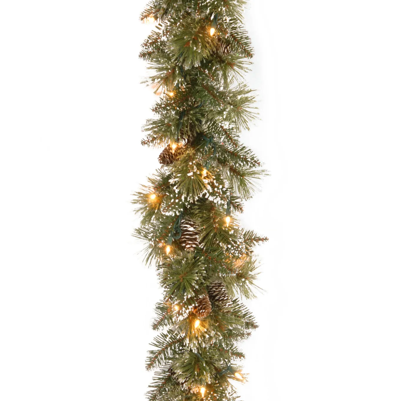6 ft. Pre-Lit Glittery Bristle Pine Garland with LED Lights