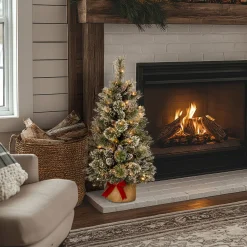 3 ft. Pre-Lit Glittery Bristle Tree with LED Lights