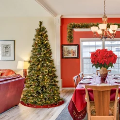 6.5 ft. Pre-Lit Glittery Bristle Slim Tree with Clear Lights