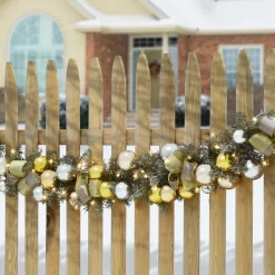 9 ft. Pre-Lit Gold Ornament Metallic Garland with Warm White LED Lights
