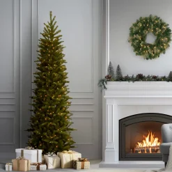 6.5 ft. Pre-Lit Grande Fir Pencil Slim Tree with Clear Lights