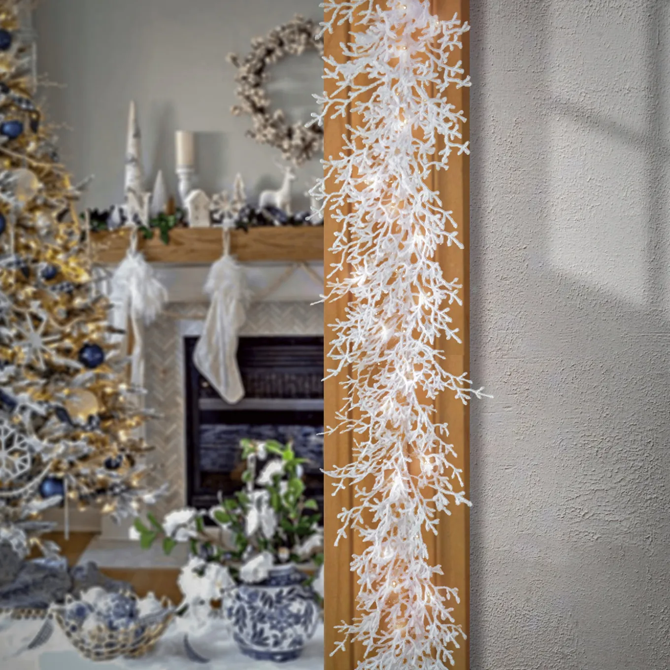 9 ft. Pre-Lit HGTV Home Collection Christmas by the Sea Coral Garland