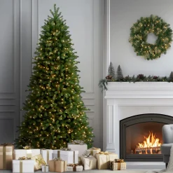 7.5 ft. Pre-Lit Jersey Fraser Fir Slim Tree with Clear Lights