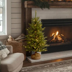 4 ft. Pre-Lit Kensington Fir Tree in a Burlap Sack with Clear Lights