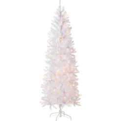 7 ft. Pre-Lit Kingswood Fir White Pencil Tree with Clear Lights