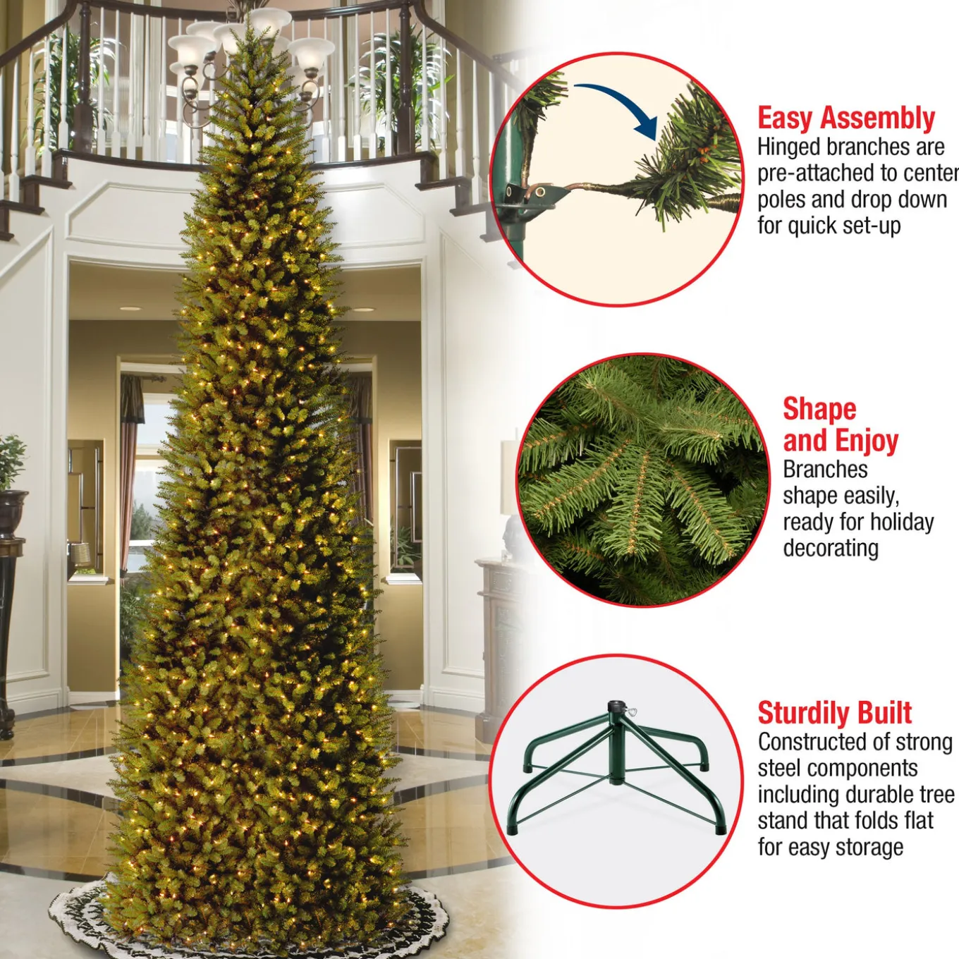 14 ft. Pre-Lit Kingswood Fir Pencil Tree with Clear Lights