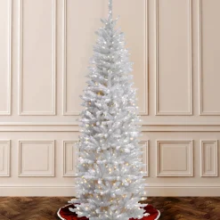 6.5 ft. Pre-Lit Kingswood Fir White Pencil Tree with Clear Lights