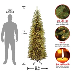 7 ft. Pre-Lit Kingswood Fir Pencil Tree with Clear Lights