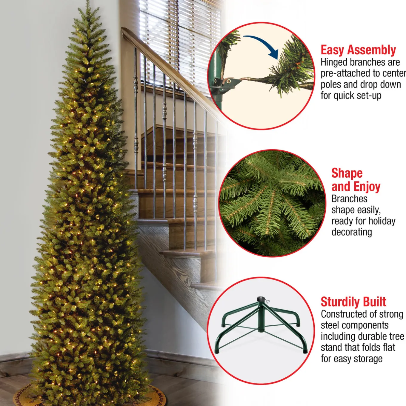 9 ft. Pre-Lit Kingswood Fir Pencil Tree with Clear Lights