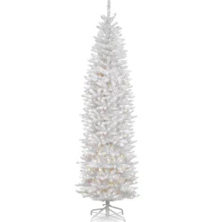 9 ft. Pre-Lit Kingswood Fir White Pencil Tree with Clear Lights
