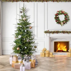 10 ft. Pre-Lit Lark Pine Feel Real Medium Tree with Warm White LED Rice Lights