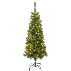 4.5 ft. Pre-lit Linden Spruce Wrapped Tree with Warm White LED Lights