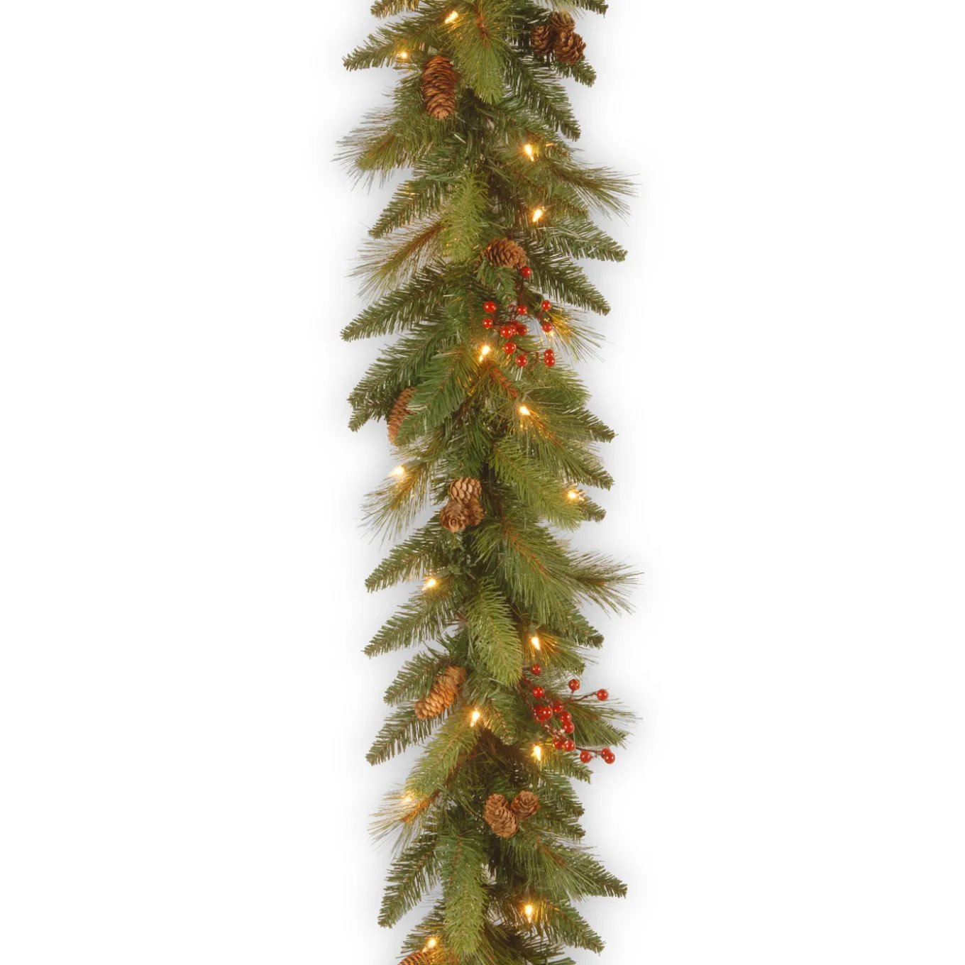 6 ft. Pre-Lit Long Needle Pine Cone Garland with Clear Lights
