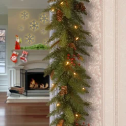 6 ft. Pre-Lit Long Needle Pine Cone Garland with Clear Lights