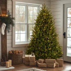 7.5 ft. Pre-Lit Natural Fraser Fir Tree with Clear Lights