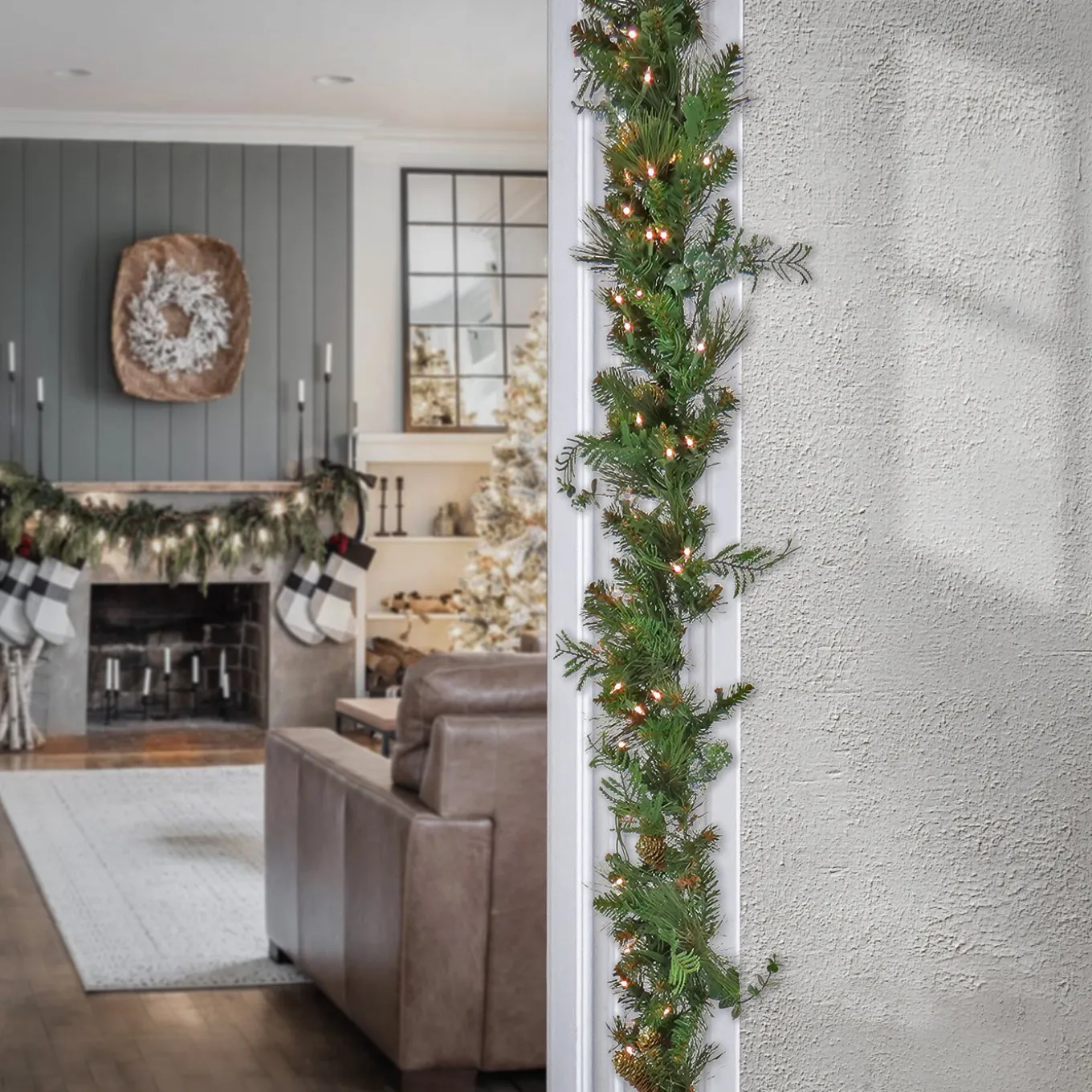 9 ft. Pre-Lit North Conway Garland with LED Lights