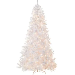 7.5 ft. Pre-Lit North Valley Spruce White Tree with Clear Lights