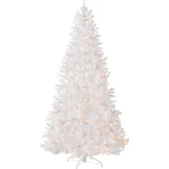 9 ft. Pre-Lit North Valley Spruce White Tree with Clear Lights
