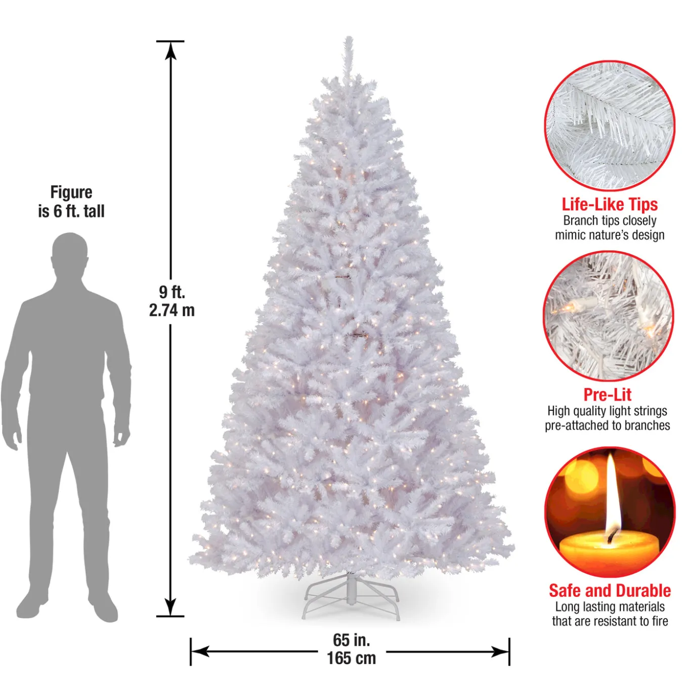 9 ft. Pre-Lit North Valley Spruce White Tree with Clear Lights