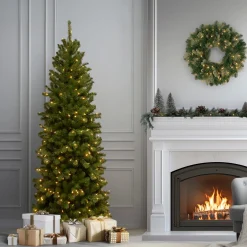 6 ft. Pre-Lit North Valley Spruce Pencil Slim Tree with Clear Lights