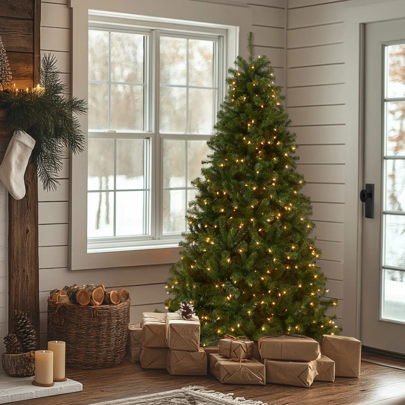 6 ft. Pre-Lit North Valley Spruce Tree with Clear Lights