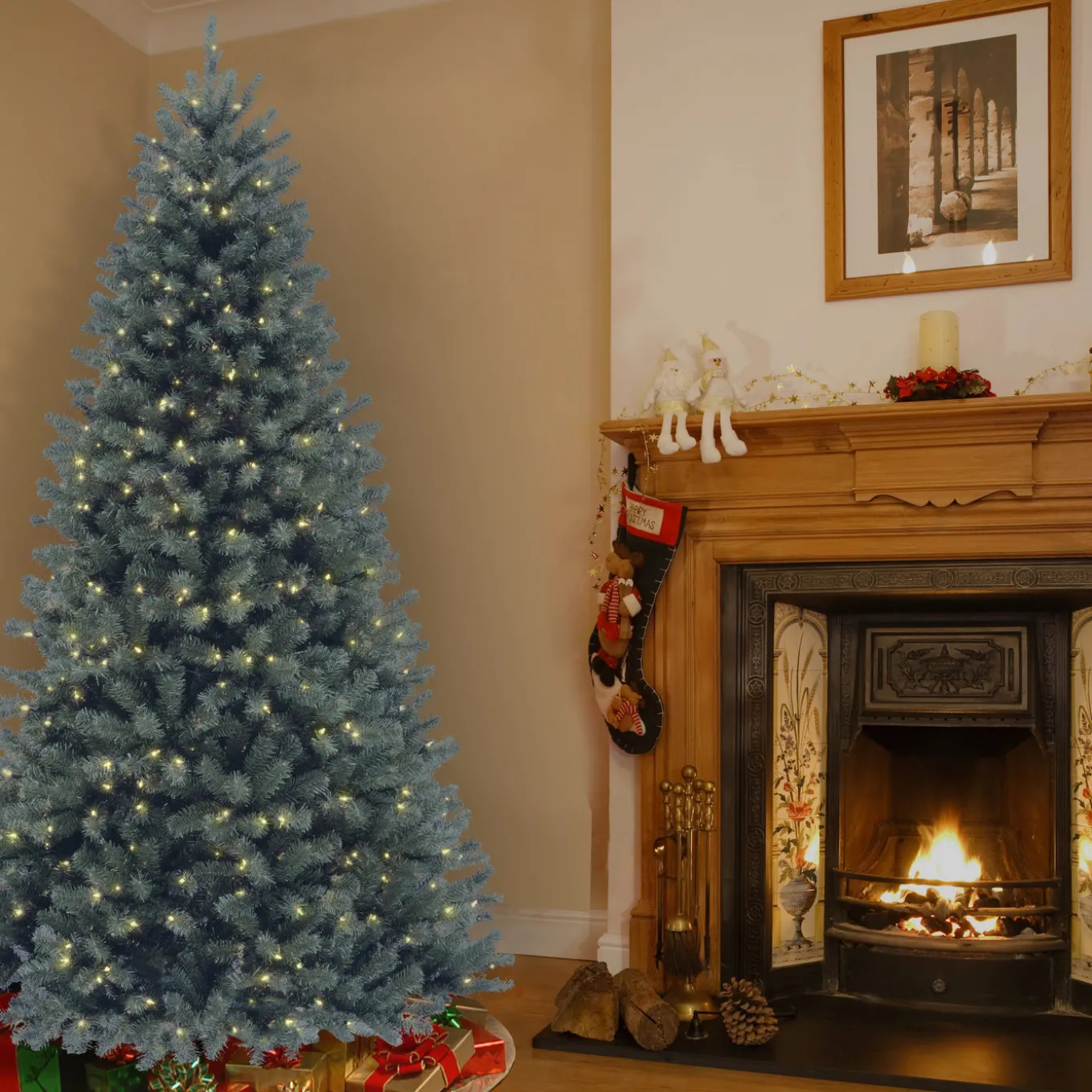 7 ft. Pre-Lit North Valley Spruce Blue Tree with Clear Lights