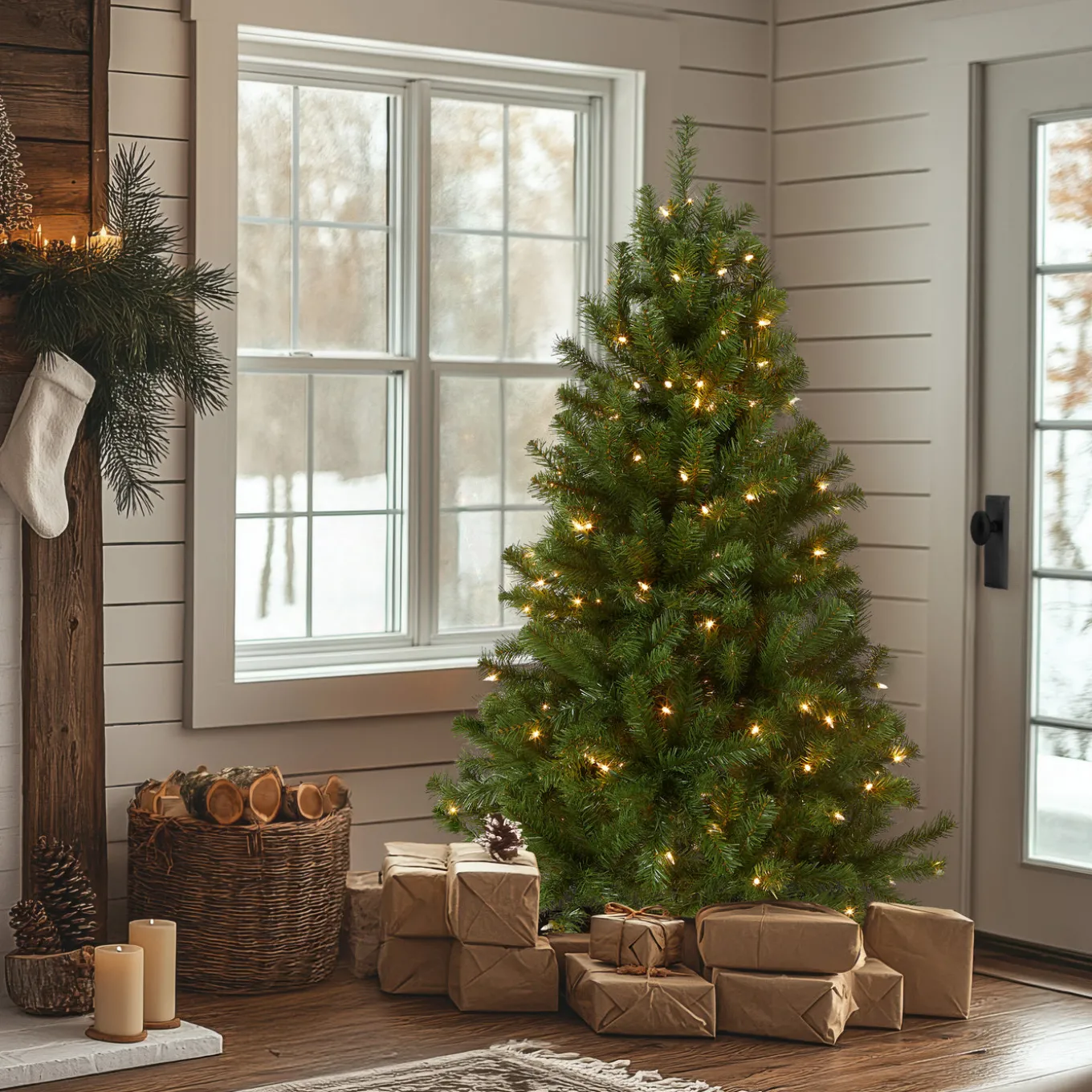 4.5 ft. Pre-Lit North Valley Spruce Tree with Clear Lights