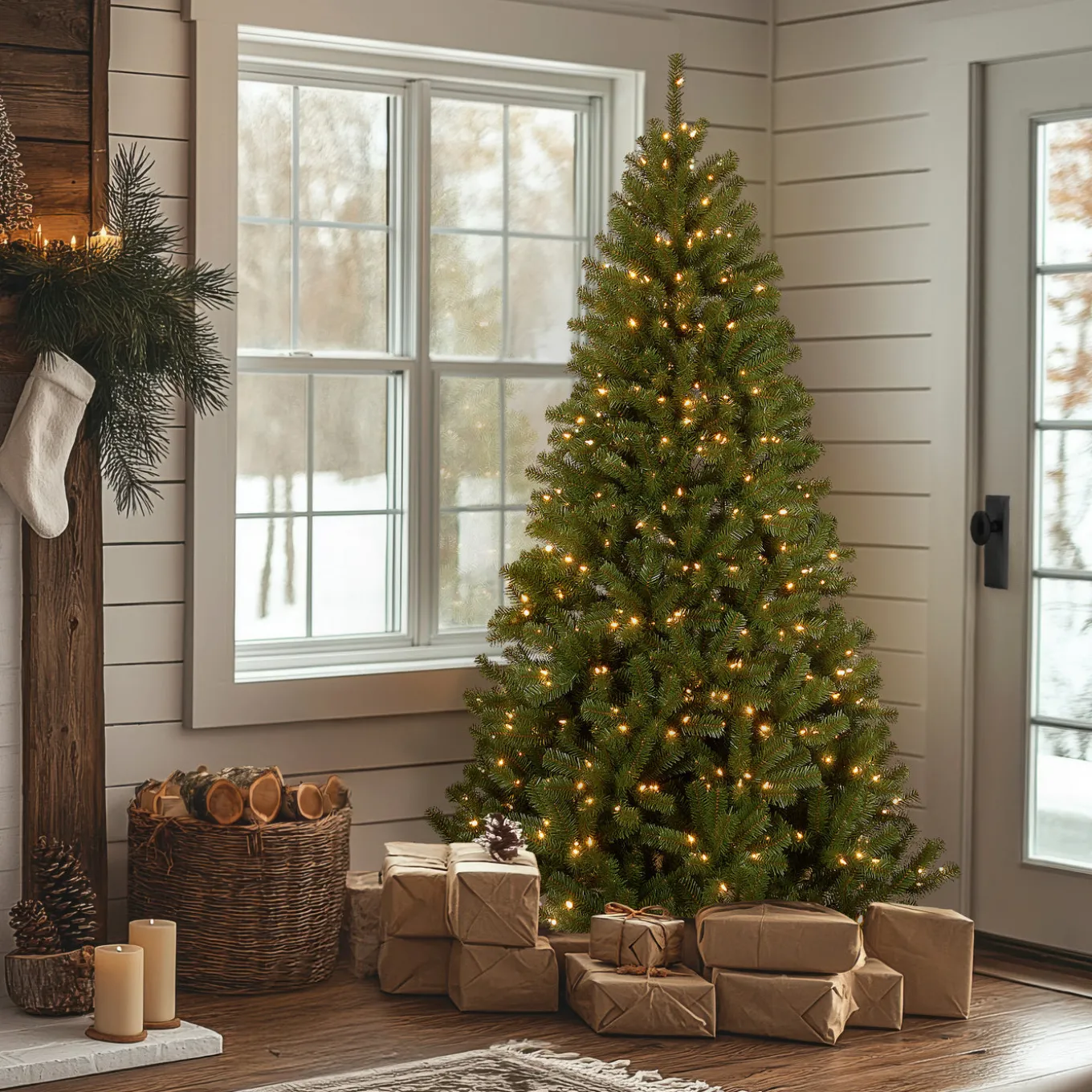 7.5 ft. Pre-Lit North Valley Spruce Tree with Clear Lights