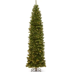 9 ft. Pre-Lit North Valley Spruce Pencil Slim Tree with Clear Lights