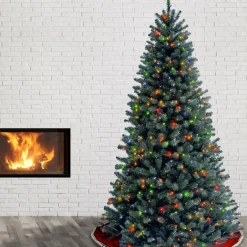 7.5 ft. Pre-Lit North Valley Spruce Blue Tree with Multicolor Lights