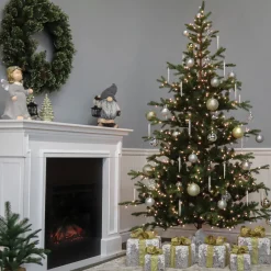 6.5 ft. Pre-Lit Norwegian Spruce Tree with Clear Lights