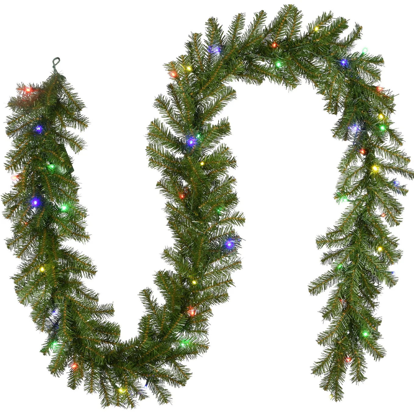 9 ft. Pre-Lit Norwood Fir Garland with Battery Operated Multicolor LED Lights