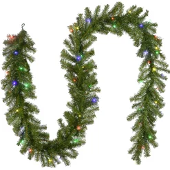 9 ft. Pre-Lit Norwood Fir Garland with Battery Operated Multicolor LED Lights