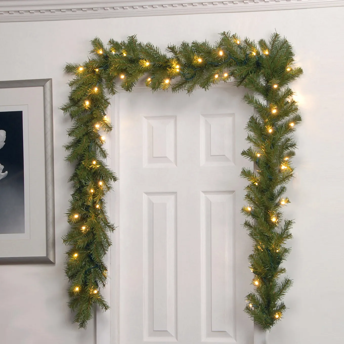 9 ft. Pre-Lit Norwood Fir Garland with LED Lights