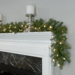 9 ft. Pre-Lit Norwood Fir Garland with Warm White LED Lights