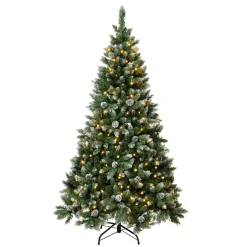 6 ft. Pre-Lit Oakley Hills Snow Tree with Warm White LED Lights