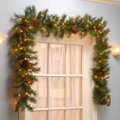 9 ft. Pre-Lit Pine Cone Garland with Clear Lights