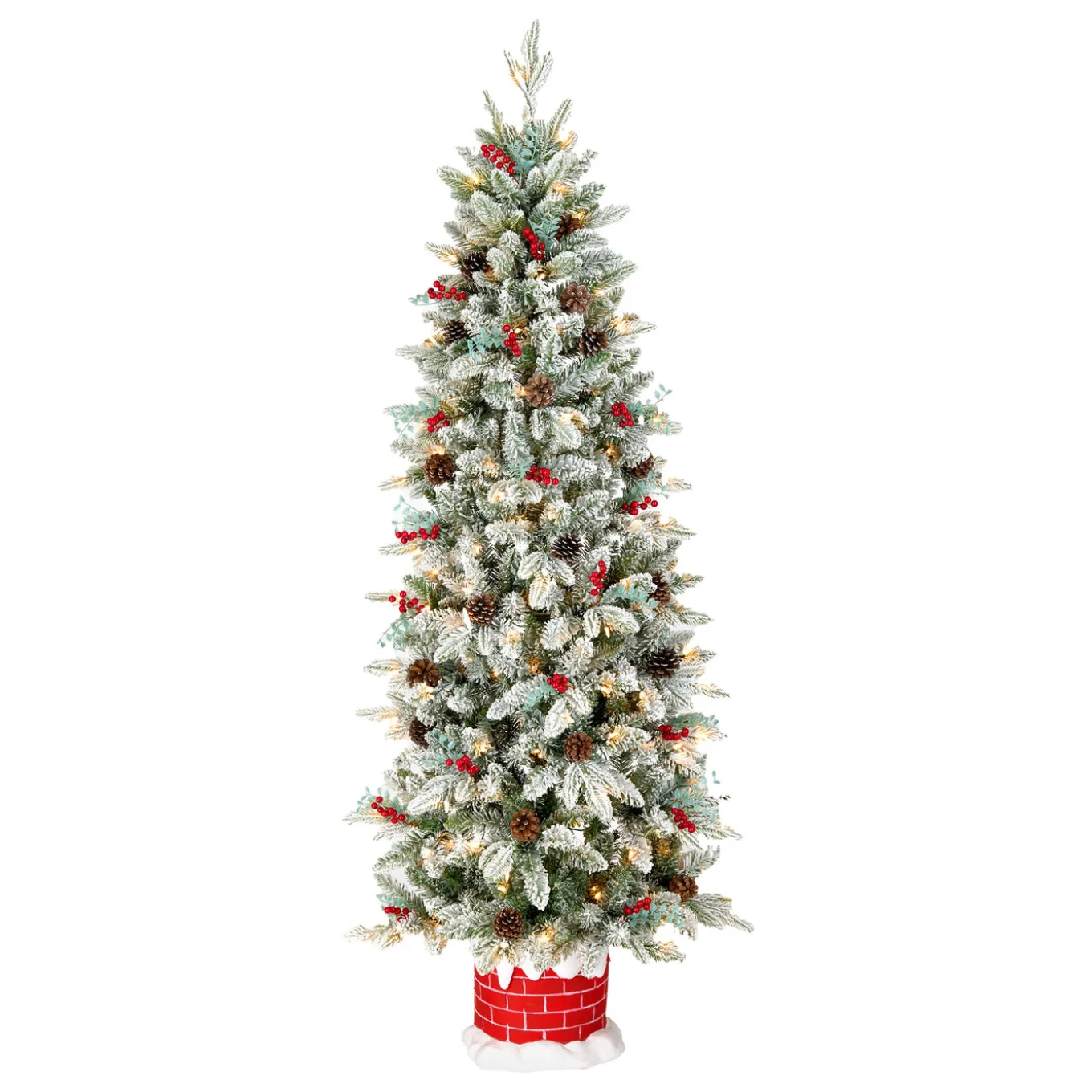 5 ft. Pre-Lit Snowberry Pine Half Tree with Clear Lights