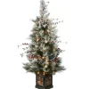 4 ft. Pre-Lit Snowy Bedford Pine Tree with Clear Lights